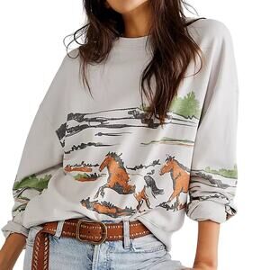 DAYDREAMER Running Horses Oversized Crewneck Size S New without Tag MSRP $124